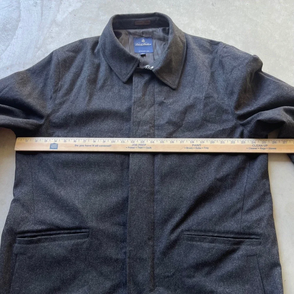 Brooks Brothers Loro Piana Storm System Wool Car Coat Mens XL Charcoal Grey